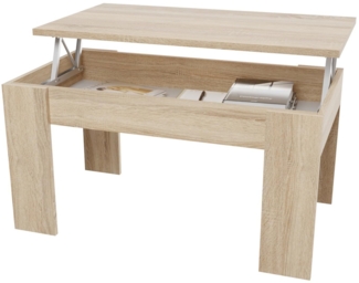 amuéblate online - Couchtisch, höhenverstellbar, für Wohnzimmer oder Esszimmer, Finish in Kambria, Maße: 90 cm (Breite) x 50 cm (Tiefe) x 46-57 cm (Höhe)