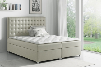 99rooms Fortuna Boxspringbett Strukturstoff 160x200 cm Beige