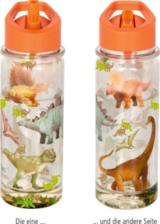 COPPENRATH DIE SPIEGELBURG Trinkflasche Glitzer-Trinkflasche 0,3 l Dino Friends, mit leicht zu öffnendem Deckel und funkelnden Glitzerteilchen