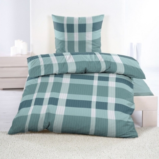 Casa Colori Bettwäsche Casa Colori, Seersucker, 2 teilig, grün blau kariert