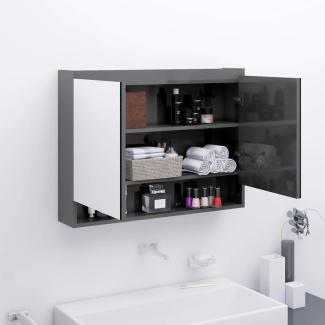 vidaXL Spiegelschrank fürs Bad 80x15x60 cm MDF Glänzend Grau 331533