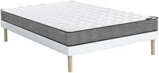 Vente-unique - Set aus Bettgestell + Taschenfederkernmatratze - 140 x 190 cm - Stärke 19 cm - KIJAL von YSMÉE