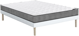 Vente-unique - Set aus Bettgestell + Taschenfederkernmatratze - 140 x 190 cm - Stärke 19 cm - KIJAL von YSMÉE