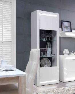 Vitrine Standvitrine Vitrinenschrank weiß Hochglanz 63cm inkl. Beleuchtung