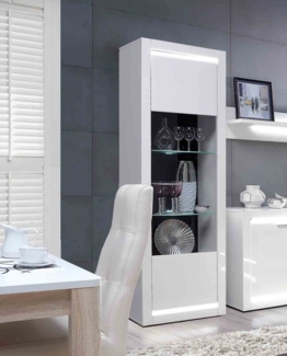 Vitrine Standvitrine Vitrinenschrank weiß Hochglanz 63cm inkl. Beleuchtung