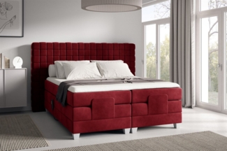 Boxspringbett Elektrisch Bett VIDAL 140x200cm in Stoff Fresh Rot