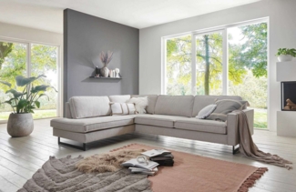 Places of Style Ecksofa Pinto, 290 cm, Ottomane links / rechts, Cord, Feincord, Luxus-Microfaser Leder und Chenille