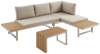 riess-ambiente Sitzgruppe IBIZA MODULAR LOUNGE 250cm champagner greige / natur, (Set, 3-tlg), Gartenmöbel-Sets · wetterfest · Lounge · Outdoor · inkl. Sofa & Tisch