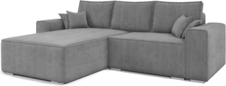 MOEBLO Ecksofa ERNO II, L-förmiges Schlafsofa aus Samtstoff mit Bettkasten und Kissen, Komfortable Couch für Wohnzimmer, Sofagarnitur Eckcouch mit Schlaffunktion, mit Schlaffunktion und Bettkasten