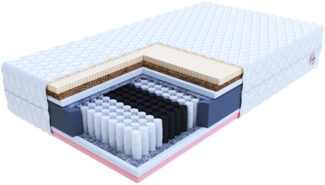 Taschenfederkernmatratze 80x200, 90x200 100x200 120x200 140x200 160x200 180x200 200x200 cm, FDM, 22 cm hoch, (7-Zonen-Taschenfederkern mit NanoHARD-Technologie – punktelastisch und langlebig, Mittelfest (H3), Höhe 19 cm für Paare und Rücken- oder Seiten...