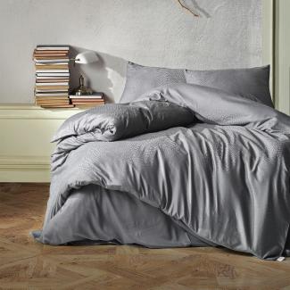 Traumschlaf Premium Jacquard Satin Bettwäsche Austin silver grey|200x220 cm + 2x 80x80 cm