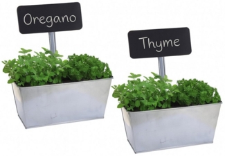 HTI-Living Blumenkasten Blumenkasten 2er Set mit Beschriftungsfeld (Set, 2 St, 2 Blumenkästen mit Schiefertafel), Pflanztopf Pflanzschale für Kräuter und Setzlinge