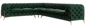 S-Style Möbel Ecksofa Chesterfield Ashley mit Goldene Metall Füßen, Die Eckeinheit kann entweder rechts- oder linkshändig sein, mit Wellenfederung
