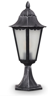hofstein Pollerleuchte »Ganna« Außenleuchte Frost, Aluguß Schwarz/Silber, Milchglas-Scheiben, Wegeleuchte, höhenverstellbar, Retro/Vintage Gartenlampe, E27, IP44