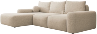 Selsey 'Carnos' Ecksofa mit Schlaffunktion, Ballkissen, Chenillebezug, Beige, linksseitig