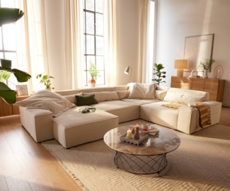 DELIFE Wohnlandschaft Sirpio, Cord Beige 300x210 cm Recamiere variabel
