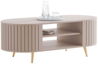 yourhouse24 Couchtisch ELODIE oval, Geriffelt, Ablagefläche, Schwarz/Kaschmir