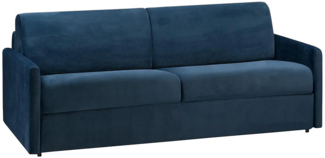 Vente-unique - Schlafsofa 4-Sitzer - Liegefläche mit Lattenrost mit breiten Latten: 160 cm - Matratze: 14 cm - Samt - Dunkelblau - CALIFE