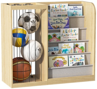 radelldar Kinderregal Bücherregal kinder mit Stofftier-Organizer&5 Ablage
