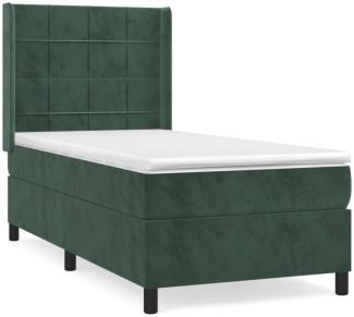 vidaXL Boxspringbett mit Matratze Dunkelgrün 80x200 cm Samt 3132648