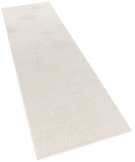 KADIMA DESIGN Teppich Struktur Wohnzimmer schmutzabweisend Teppich Kurzflor, Läufer, Höhe: 10 mm, Florhöhe: 6 mm, 100% Polypropylen, Läufer, 80x250cm, Creme
