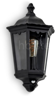 hofstein Außen-Wandleuchte »Viano« Wandlampe in antikem Look aus Metall/Glas in Schwarz/Klar, ohne Leuchtmittel, Wandleuchte m. E27, m. Bewegungsmelder