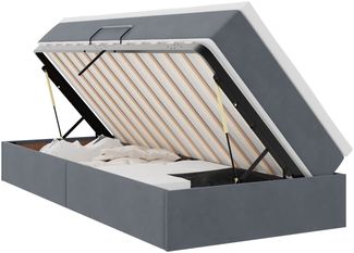 vidaXL Aufbewahrungsbett mit Matratze Dunkelgrau 90 x 200 cm Samt 3370276