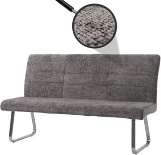 Sitzbank HWC-G55, Esszimmerbank Bank, Edelstahl gebürstet Stoff/Textil Chenille Öko-Tex, 180cm ~ dunkelgrau