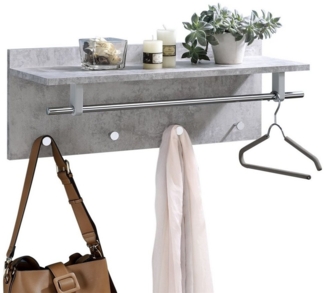 IDIMEX Garderobenhalter ULF, Wandgarderobe mit Kleiderhaken und Hutablage, Flurmöbel betonoptik