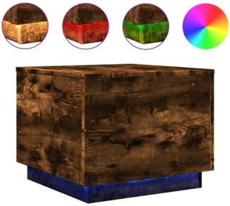 Couchtisch, Sofatisch mit LED-Leuchten Räuchereiche 50 x 50 x 40 cm