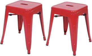 2er-Set Hocker HWC-A73, Metallhocker Sitzhocker, Metall Industriedesign stapelbar ~ rot