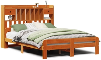 vidaXL Massivholzbett mit Regal ohne Matratze Wachsbraun 150x200 cm 3308881
