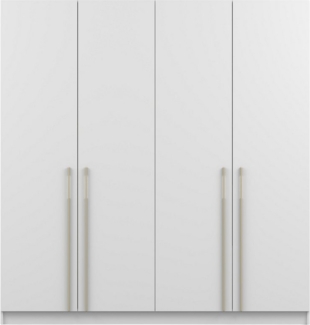Deine Möbel 24 Kleiderschrank MIRELO 4-türig 200 x 210 x 57 cm – mit goldfarbenen Griffen viel Stauraum (Drehtürenschrank, 1-St, Einzelmöbel – frei kombinierbar mit weiteren Möbeln der Serie MIRELO) in Weiß Matt / Schwarz Matt / Cashmere