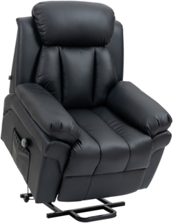 Relaxsessel, mit Aufstehhilfe neigbarer TV-Sessel mit Fernbedienung, Kunstleder, Schwarz,
