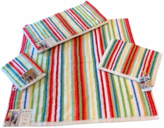 ROSS Saunatuch Multicolor, Frottier (Packung, 1-St), mit Streifen und gesticktem ROSS-Emblem