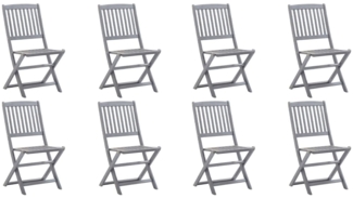vidaXL Klappbare Gartenstühle 8 Stk. mit Kissen Massivholz Akazie 3078298