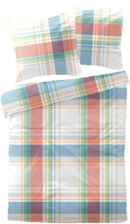 Dormisette Mako Satin Bettwäsche 155x220 Karo orange blau grün weiß 2136-54