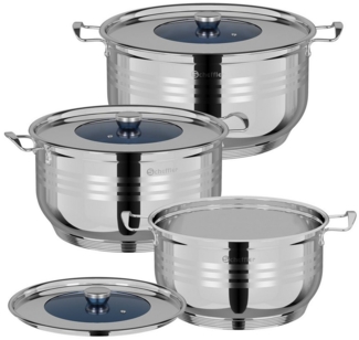 Scheffler Topf-Set 6 tlg, Induktions, Edelstahl Suppentöpfe, für alle Herdarten, Edelstahl (robust und hochwertig, Spülmaschinenfest), 32cm/11,5L,36cm/14,5L,40cm/19,5L