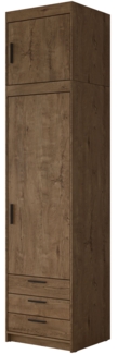 Kleiderschrank Elena 1D3S + Schrankaufsatz (Farbe: Lefkas Eiche)