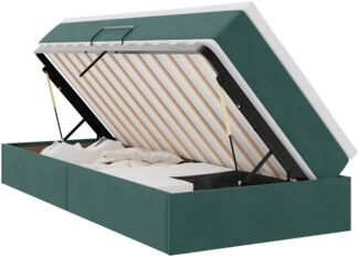 vidaXL Aufbewahrungsbett mit Matratze Dunkelgrün 90 x 200 cm Samt 3370278