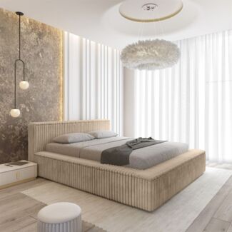 Polsterbett Doppelbett TULSA 180x200cm Komplettset in Stoff Vito Beige