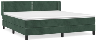 vidaXL Boxspringbett mit Matratze Dunkelgrün 160x200 cm Samt 3130910