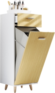 VCM Badmöbel Hochschrank Landos 919484 Weiß / Honig-Eiche H. 107 x B. 40 x T. 35 cm