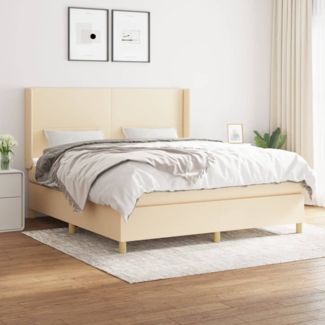 vidaXL Boxspringbett mit Matratze Creme 180x200 cm Stoff 3131854