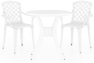 vidaXL 3-tlg. Bistro-Set Aluminiumguss Weiß 3070582