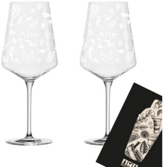 Frescobaldi Alìe Weingläser Set 2 Stück – Premium Rosé-Gläser mit feiner Unterwasser-Gravur, Kristallglas, elegantes Design für Wein & Cockta