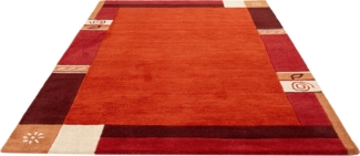 THEKO Wollteppich Tromso, Wolle, handgearbeitet, Bordüre mit Hoch-Tief-Effekt, rechteckig, Höhe: 15 mm, Wohnzimmer, Schlafzimmer, Esszimmer