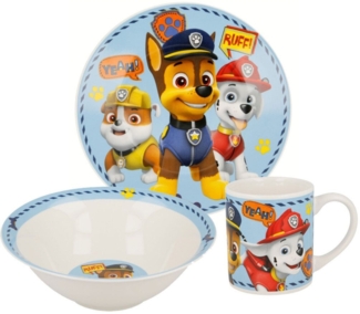 PAW PATROL Kindergeschirr-Set Paw Patrol Boy Icons Porzellan-Geschirrset, Mikrowellengeeignet, spülmaschinenfest