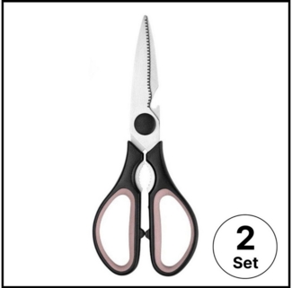 LIVINA HOME Haushaltsschere Multifunktions-Küchenschere aus Edelstahl, Schwarz, (2-tlg), Universalschere, Allzweckschere, Küchenschere mit Öffner
