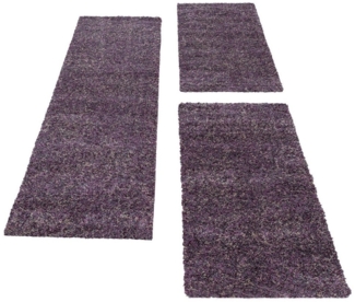 Carpettex Hochflor-Bettumrandung Unicolor - Einfarbig, Höhe 30 mm, (Bett-Set, 3-tlg, Bettvorlage), Schlafzimmer Teppich Bettumrandung Läufer Set 3 teilig